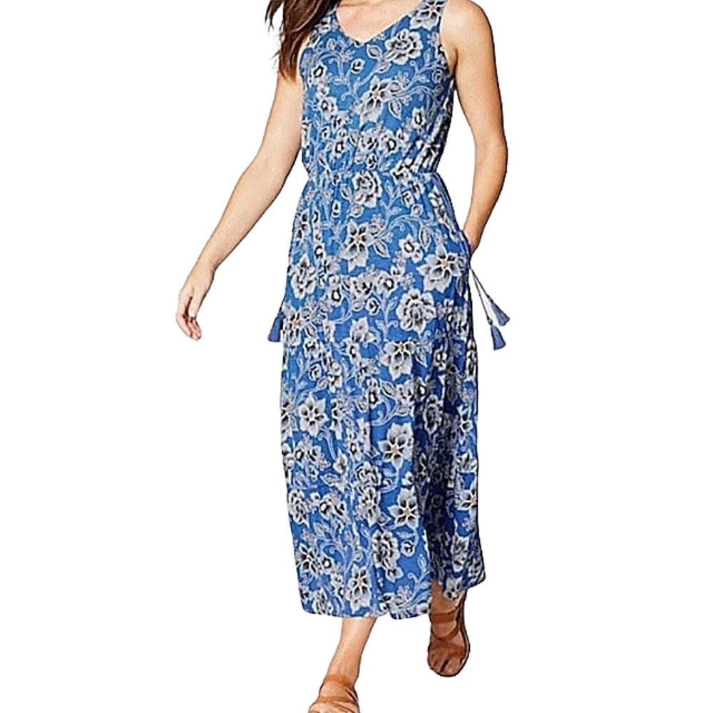 NWT J Jill Blue Boho Vibes Jersey Knit Maxi Dress